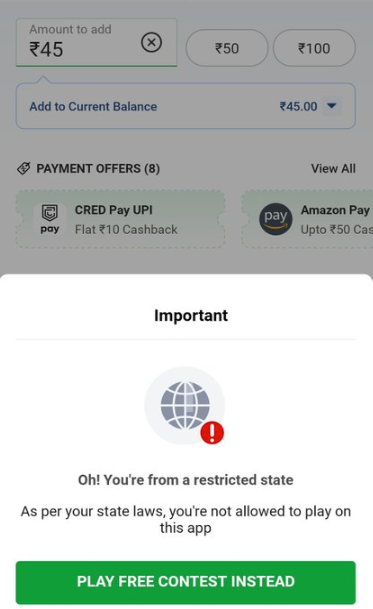 Dream11 Banned States in 2025 Dream11 Banned States in 2025