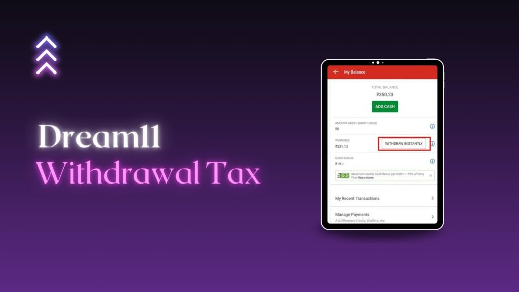 Dream11 Withdrawal Tax
