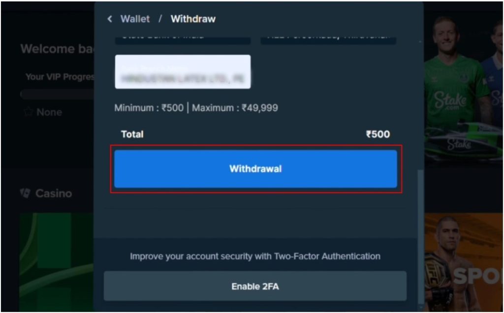 Stake withdrawal amount 