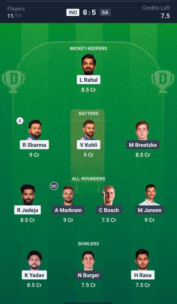 India vs South Africa Dream11 prediction 2nd ODI India vs South Africa Dream11 prediction 2nd ODI