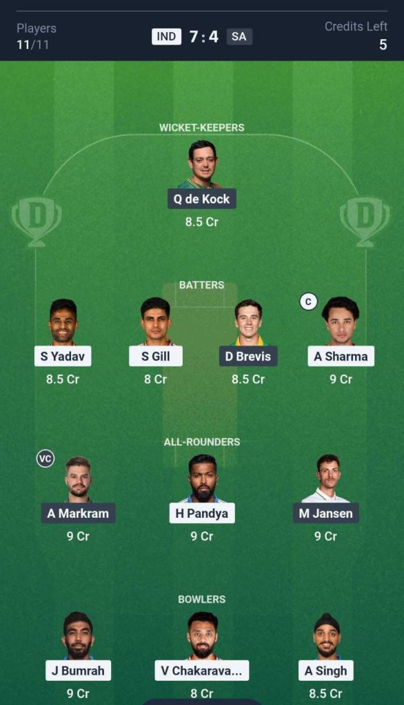 IND vs SA 1st T20I Dream11 Prediction